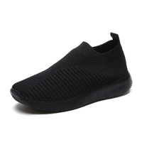 Chaussures décontractées légères à tricoter en maille élastique pour femmes, design simple