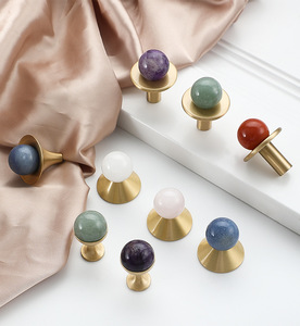 Bắc Âu Trắng Lỗ Duy Nhất Nhỏ Xử Lý Bán Buôn Đá Tự Nhiên Brass Kéo Vòng Đồ Nội Thất Tủ Rượu Ngăn Kéo Cửa Núm - Product Image 3