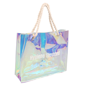New Design Factory Wholesale PVC Waterproof Holographic Clear Tote Bags with Custom Logo for Shoulder Handle for Women