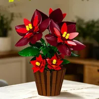 Meiji 13124 2026 Nouveaux Kits de Modèles MOC Fleur Rouge Décoration de Ville et de Maison Plante en Pot Briques à Assembler Cadeaux 536 Pièces Ensembles de Blocs de Construction