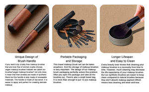 Kit kuas rias kosmetik mewah kecil lucu cokelat ukuran perjalanan 12 buah Set kuas rias Mini dengan tas casing kantung ritsleting - Product Image 4