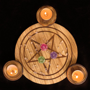 Castiçal de madeira para queimar pentagrama, castiçal decorativo para altar, placa de astrologia e adivinhação - Product Image 2