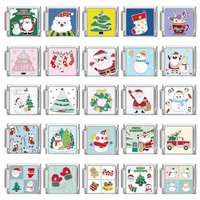 Bracelets à breloques italiens en forme de dessin animé de Noël créatif en forme de goutte d'huile