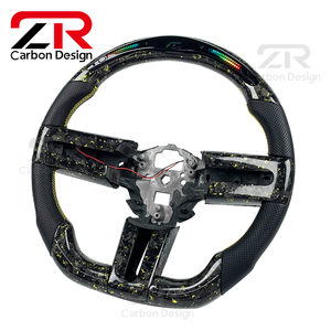 Volant sport personnalisé en cuir véritable et fibre de carbone forgée avec LED RPM pour <span class=keywords><strong>Ford</strong></span> <span class=keywords><strong>Mustang</strong></span> 2010 2012 2013 2014 GT - Product Image 2