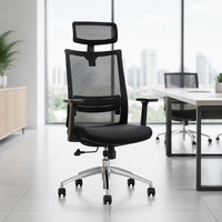 Chaise de bureau exécutive moderne et abordable avec support lombaire, appui-tête, design ergonomique, hauteur réglable, en tissu maillé, pivotante