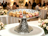 Support de plateau en métal texturé martelé, plateau de présentation multi-usages pour desserts, bijoux, décoration de table de mariage ou de fête