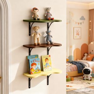 Wall Mounted Wooden <b>Shelf</b> 43x18x10 Cm Multi Layer Storage Rack For Living Room Kitchen <b>Bedroom</b> Decorative Display - Product Image 3