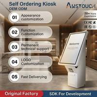 AWSTOUCH Kiosque de commande alimentaire en libre-service avec écran tactile de 23,6 pouces et lecteur de codes-barres, machine de paiement en libre-service pour les commandes
