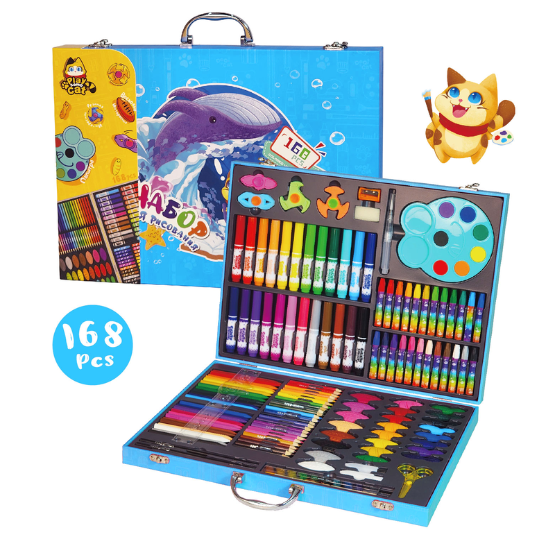 New 168 Pcs Kids Wooden Suitcase