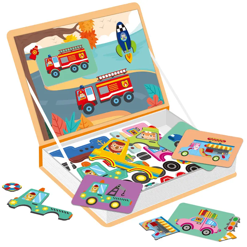 Venda quente Aprendizagem Educacional Vehivcle Magnetic Livro Puzzle Kids Livros para Crianças Educacional