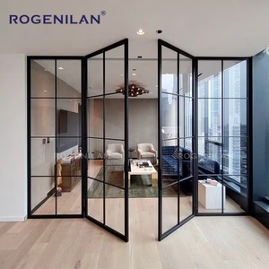 <span class=keywords><strong>Porta</strong></span> Crittall Residenziale, Partizione Interna, <span class=keywords><strong>Porta</strong></span> Francese in Alluminio con Vetro Temperato, Griglie, Porte a Battente per Ingresso - Product Image 1
