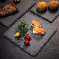Assiette plate en ardoise japonaise et coréenne gravée sur mesure pour la cuisine occidentale-Plat de service en pierre pour les fêtes Plateau à fruits et à steak