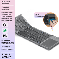 Mini Teclado Inalámbrico BT Portátil con Panel Táctil, Teclado Plegable Inalámbrico USB BT
