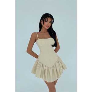 ชุดเดรสยาวทรงเอ็มไพร์ คอแบบผูกหลัง แขนพอง แต่งโบว์  สำหรับงานกลางวัน ไซส์ XL สำหรับฤดูใบไม้ผลิ รุ่น Tatiana for Cream - Product Image 4