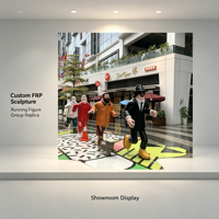 Sculpture de groupe de figurines en FRP personnalisée pour affichage commercial
