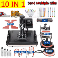 Presse à chaud semi-automatique RubySub 10 en 1, imprimante par sublimation/machine de transfert thermique pour tasses, casquettes, t-shirts, bouteilles, stylos, chaussures