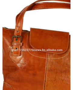 Biyadina Moroccan Women's Handmade Genuine <b>Leather</b> Crossbody Messenger Shoulder Bag Pillow Shape Two Handles Eco-friendly Zipper - Product Image 6