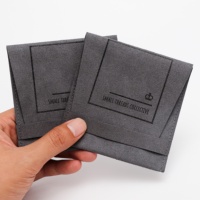 Pochette à bijoux personnalisée de luxe avec logo, en daim beige, sac à cordon, mini pochette pour accessoires