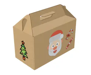 Recyclebare Vrolijke Kerst En Nieuwjaarsdecoratie Doorzichtige Venster Geschenkdozen Voor Koekjes Goudfolie Afdrukken Voor Feestverpakking