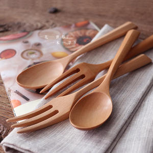 Vajilla de estilo japonés, juego de cuchara de <span class=keywords><strong>sopa</strong></span>, cena, fruta, tenedor creativo, cuchara pequeña de madera, <span class=keywords><strong>letras</strong></span>, mango largo, cuchara de madera para Fideos - Product Image 2