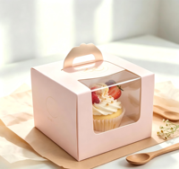 Boîte à gâteau portable haut de gamme en papier d'art avec base épaissie pour la pâtisserie et l'emballage, tailles 4/6/8 pouces, idéale pour les anniversaires