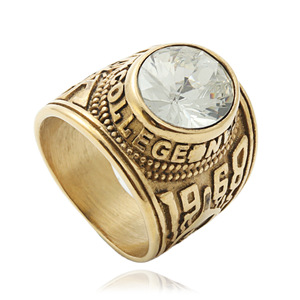 Anillo Retro con Letras para Hombre, Estilo Universitario Vintage 1968, con Cristal Engastado en Bisel, Joyería de Moda, Regalo - Product Image 1