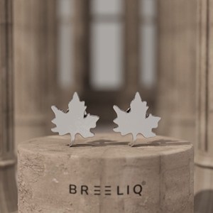Pendientes de Oro Blanco Sólido de 14K con Forma de Hoja de Arce para Mujer, Joyería Minimalista Inspirada en la Naturaleza, Pendientes de Hoja de Otoño en Oro Liso, Regalo - Product Image 1