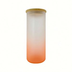 Bouteille d'eau en verre en forme de canette de bière 18 oz, gobelet vierge pour sublimation, gobelet givré 18 oz, bocal Mason avec couvercle en bambou et paille - Product Image 1