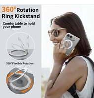 Étui magnétique pour iPhone Duo avec support rotatif, antichoc, transparent, personnalisé, anti-jaunissement, pour téléphone portable