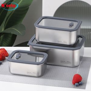 Factory Customization Leakproof 304 Stainless Lunch Box Rectangular Sealed <b>Kitchen</b> Food Container With Glass Cover - Product Image 5