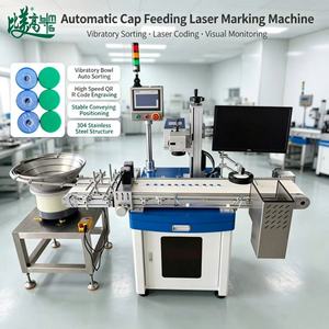 Machine de codage laser UV haute vitesse à alimentation entièrement automatique avec collecte de données QR et rejet visuel des défauts pour les bouchons de bouteilles de boissons - Product Image 1