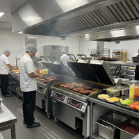 Gril à clapet commercial QSR à trois brûleurs, robuste, double face chauffante, plaque de cuisson électrique pour hamburgers, idéal pour la restauration rapide