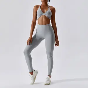 Produttore Activewear palestra abbigliamento Fitness glutei Push Leggings sportivi lunghi 2 pezzi attillati Athleisure indossare donne set Yoga