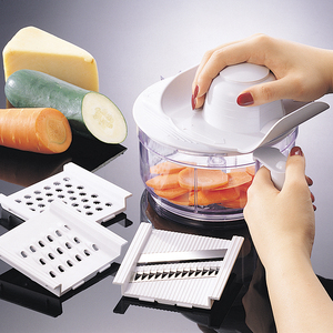 Cortador de alimentos manual portátil con manivela, utensilio de cocina todo en uno con rallador, rebanador y separador de huevos. - Product Image 6