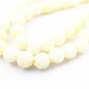 White Jade Bodhi Lotus Beads Carved White Jade Buddha Auspicious Clouds DIY For Bracelet Necklace Accessories beads