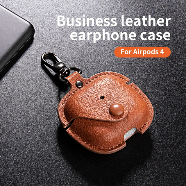 Tschick Retro Leather Case for AirPods 4 Business Earphone Cases for Apple AirPods 4 4th 2024 Cover Headset Shell With Hook