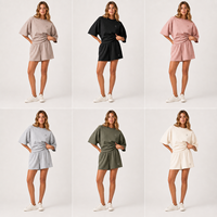 Ensemble décontracté pour femme en mélange de coton OEKO-TEX, t-shirt oversize et short, fabrication OEM, faible MOQ, vente en gros