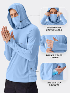 Chemise de protection solaire respirante en soie glacée <span class=keywords><strong>anti</strong></span>-<span class=keywords><strong>UV</strong></span> pour sports de plein air et pêche, vêtement de protection solaire à capuche pour <span class=keywords><strong>homme</strong></span> - Product Image 2