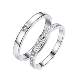 Bagues de mariage en argent plaqué avec zircon taille princesse, prix abordable, promotion Saint-Valentin, cadeaux pour amoureux - Product Image 1