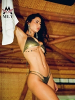 Op maat gemaakte zwemkleding fabrikant metallic glanzende bikini's strandkleding lage minimale bestelhoeveelheid dames zwempak OEM service