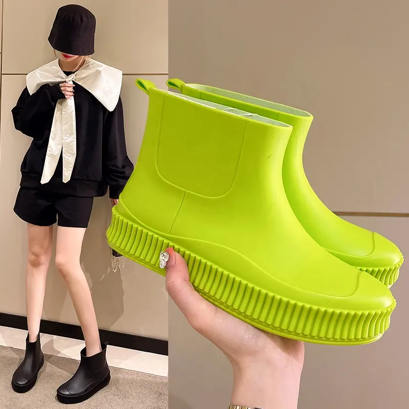 Fashion Casual Short Tube Rain Boots Women Water Shoes Ankle Rain Boots For Girls