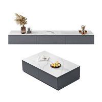 Meuble TV mural flottant, Nouvel ensemble de meuble TV et table basse de luxe léger pour petits salons