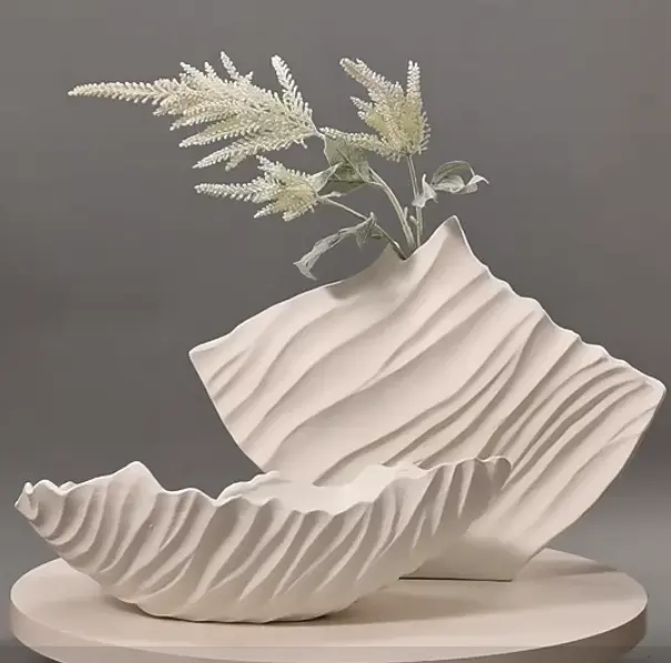 Vas Bunga Ceraidc Dekorasi Rumah Dekoratif Modern Nordic Set Vas Kerajinan Seni Keramik Vas Bunga Ceraidc Putih