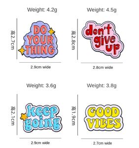 カスタムインスピレーションブローチ、英語のメッセージ入り、電気メッキ、イミテーションエナメル加工、ヨーロッパとアメリカの新しいファッション、亜鉛合金製 - Product Image 6