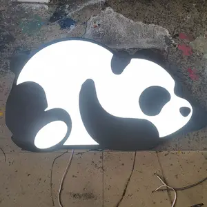 Personalizado animal 3d metal acrílico carta externa iluminado panda loja sinais outdoor storefront levou luz sinais