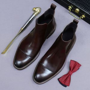 ASTON M.JAZZ 2025 High Quality New Casual Shoes Cowhide Trend European Men's Business <b>Work</b> Fashion Short <b>Boots</b> Lace-up Anti-Slip - Product Image 3