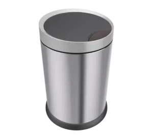 Tempat sampah rumah tangga 12L permukaan halus silinder cerdas tempat sampah bulat dengan 4 warna tersedia stainless steel