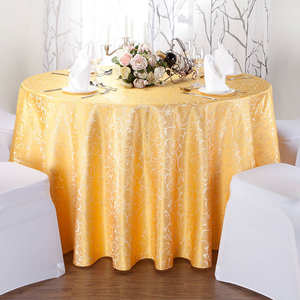 Mantel Redondo Dorado Brillante, Elegante Diseño Jacquard en Espiral, Cubierta de Mesa Resistente al Agua para Bodas, Eventos y Decoración del Hogar - Product Image 1