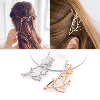 Barrettes à cheveux vintage en alliage or et argent, motif arbre, pour filles, pinces à cheveux tendance, accessoires de coiffure élégants en métal pour femmes