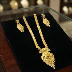 Vente en gros de bijoux longs traditionnels en micro plaqué or 14K 18K 24K, ensemble de bijoux longs à la mode, ensemble de bijoux longs en laiton micro formant - Product Image 2